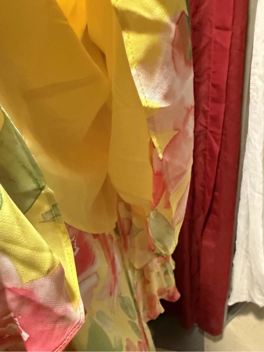 Eliza J Yellow Floral Halter Maxi Dress with Coral Accents - Picture 5 of 12
